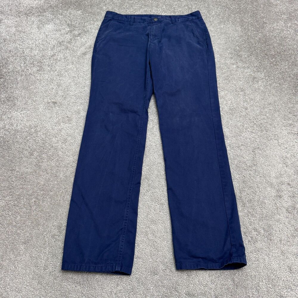 Bonobos Washed Slim Straight Chino Pants Men 32x32 Blue Flat Front Cotton Casual